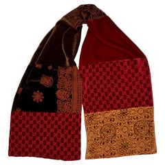 F/W 1997 Gucci by Tom Ford Velvet Patchwork Red 'GG' Monogram Scarf