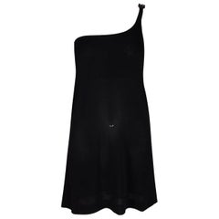 Retro F/W 1997 Gucci Tom Ford One Shoulder Black Embellished MOD Micro Mini Dress