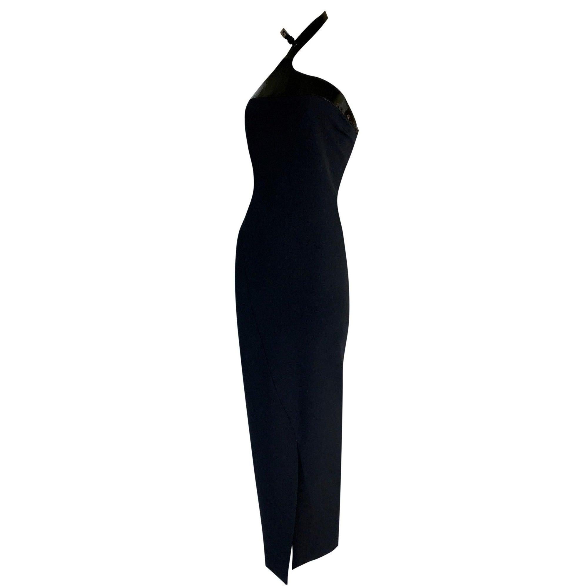 Tom Ford for Gucci 2004 Plunging Neckline Sheer Panels Silk Black Dress ...