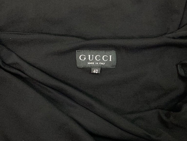 1998 Gucci Tom Ford Slinky Black One Shoulder Gucci Logo Buckle Mini ...