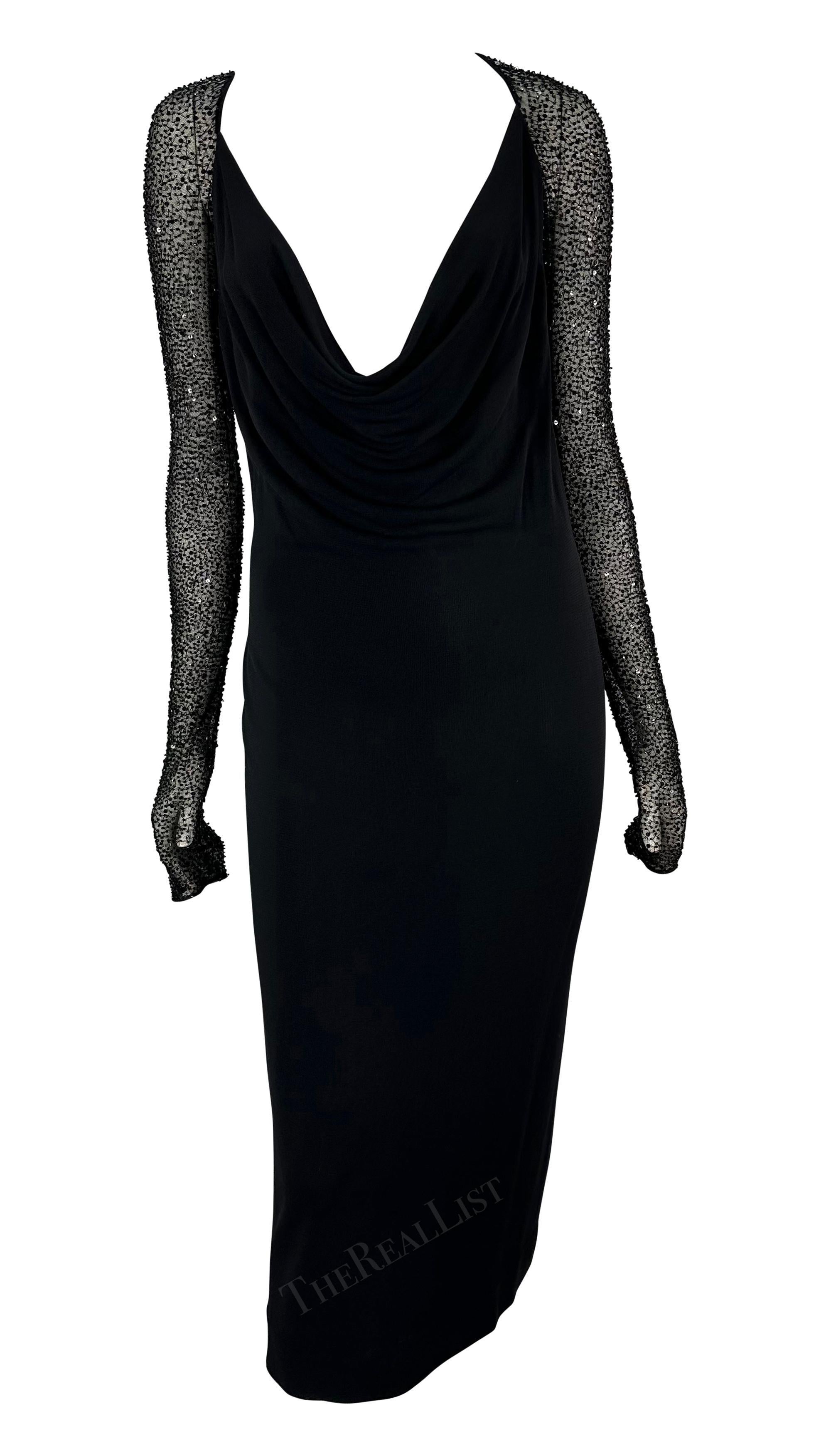 Robe noire à col bénitier perlé Halston par Randolph Duke, défilé A/H 1997 en vente 6