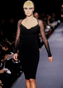 F/W 1997 Halston by Randolph Duke Runway Black Cowl Neck Beaded Dress