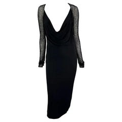 F/W 1997 Halston by Randolph Duke Runway Black Cowl Neck Beaded Dress
