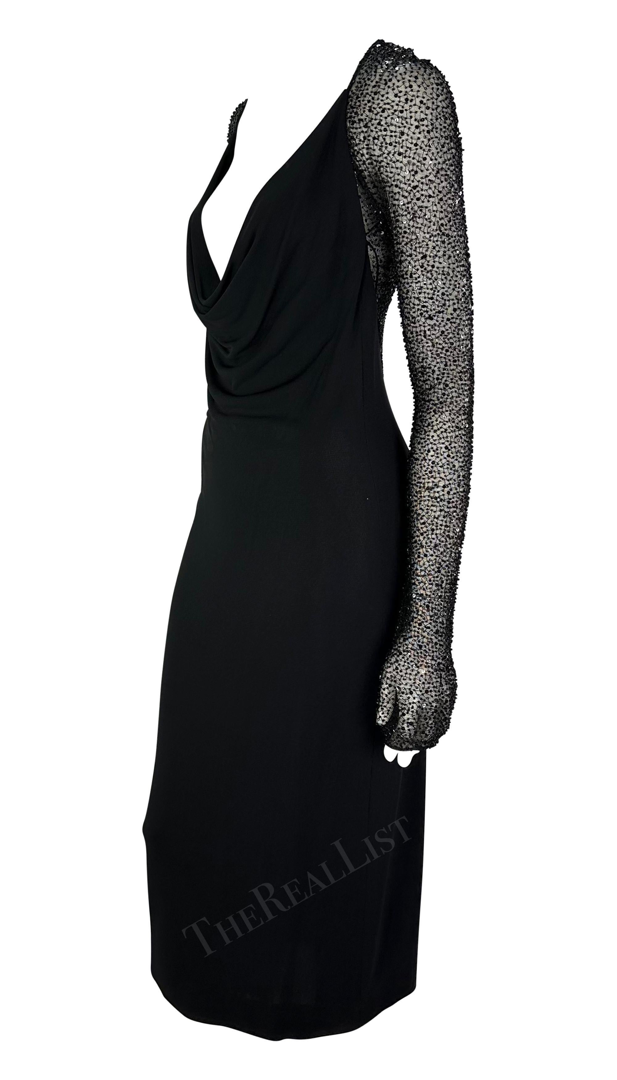 Robe noire à col bénitier perlé Halston par Randolph Duke, défilé A/H 1997 en vente 1