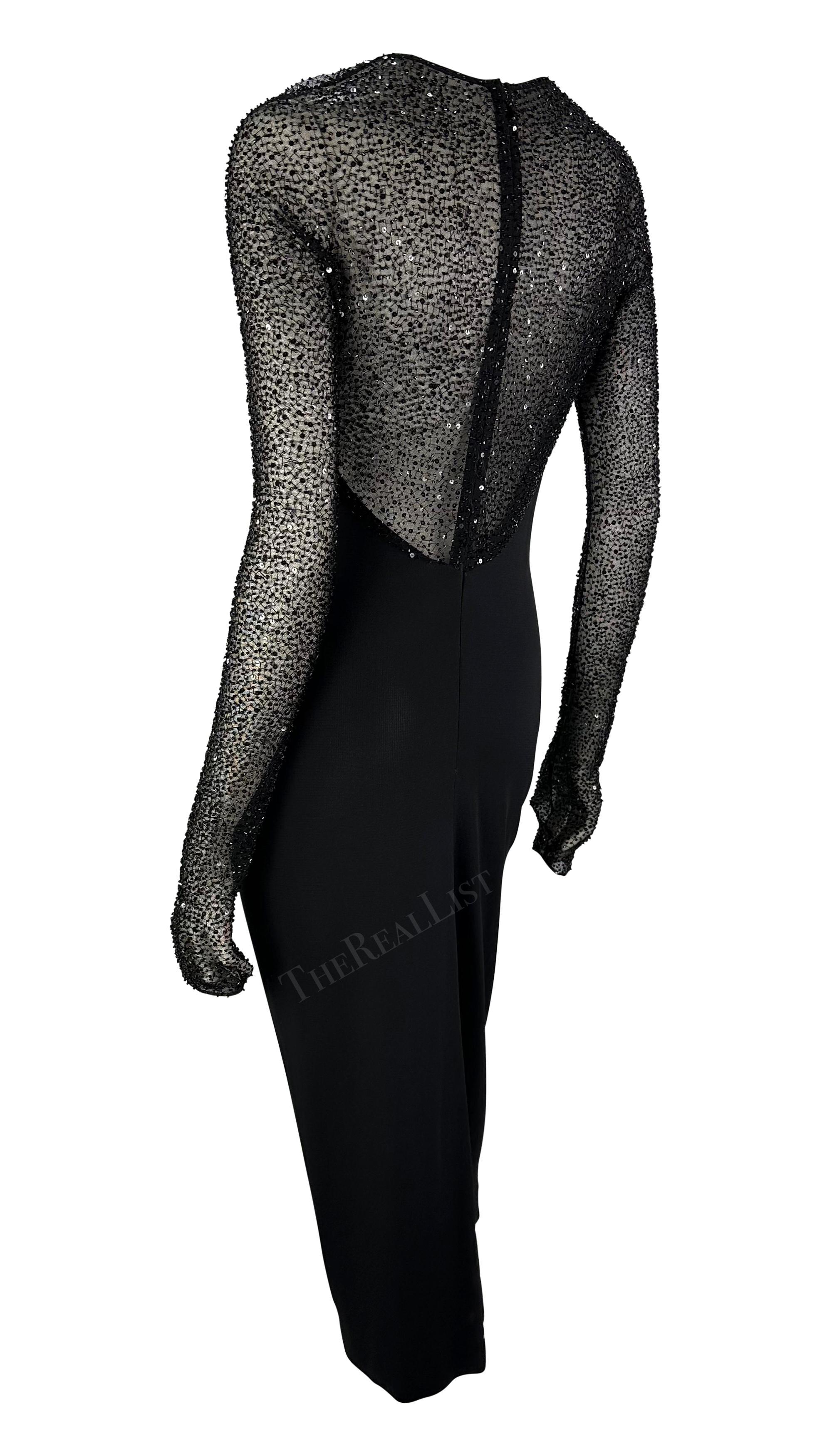 Robe noire à col bénitier perlé Halston par Randolph Duke, défilé A/H 1997 en vente 2
