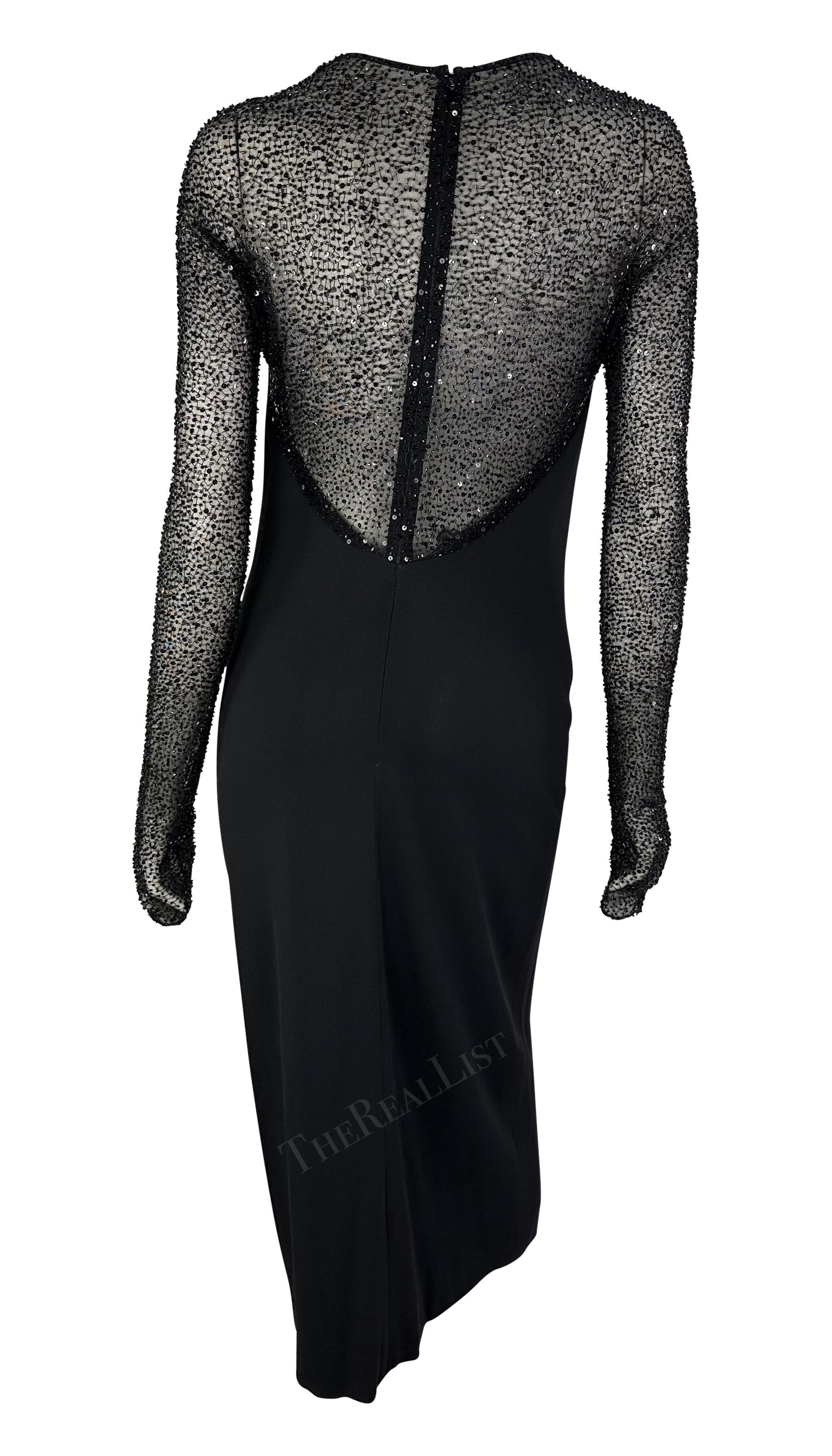 Robe noire à col bénitier perlé Halston par Randolph Duke, défilé A/H 1997 en vente 3
