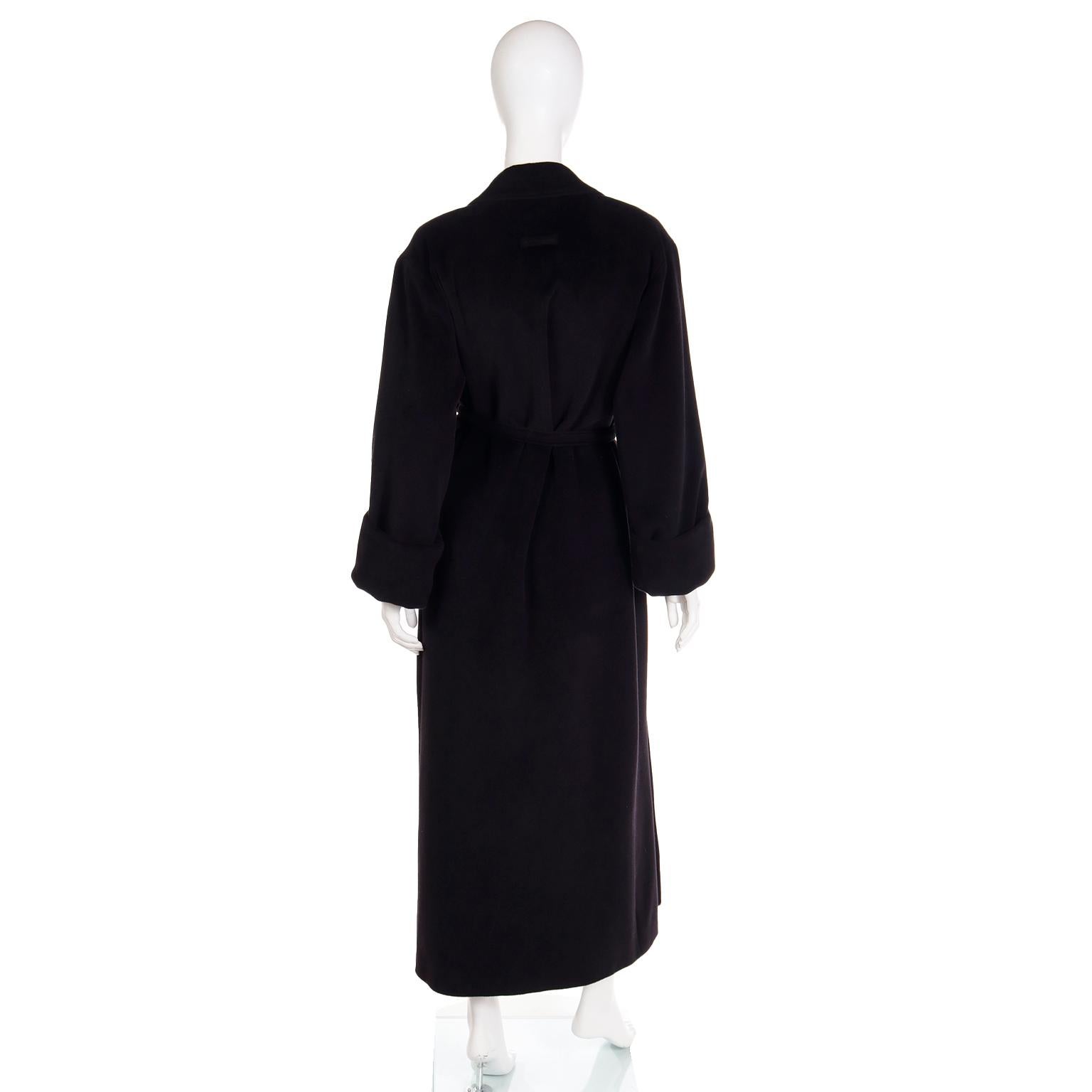 Women's F/W 2000 Jean Paul Gaultier Black Angora Wool Coat with Belt & Signature LIning For Sale