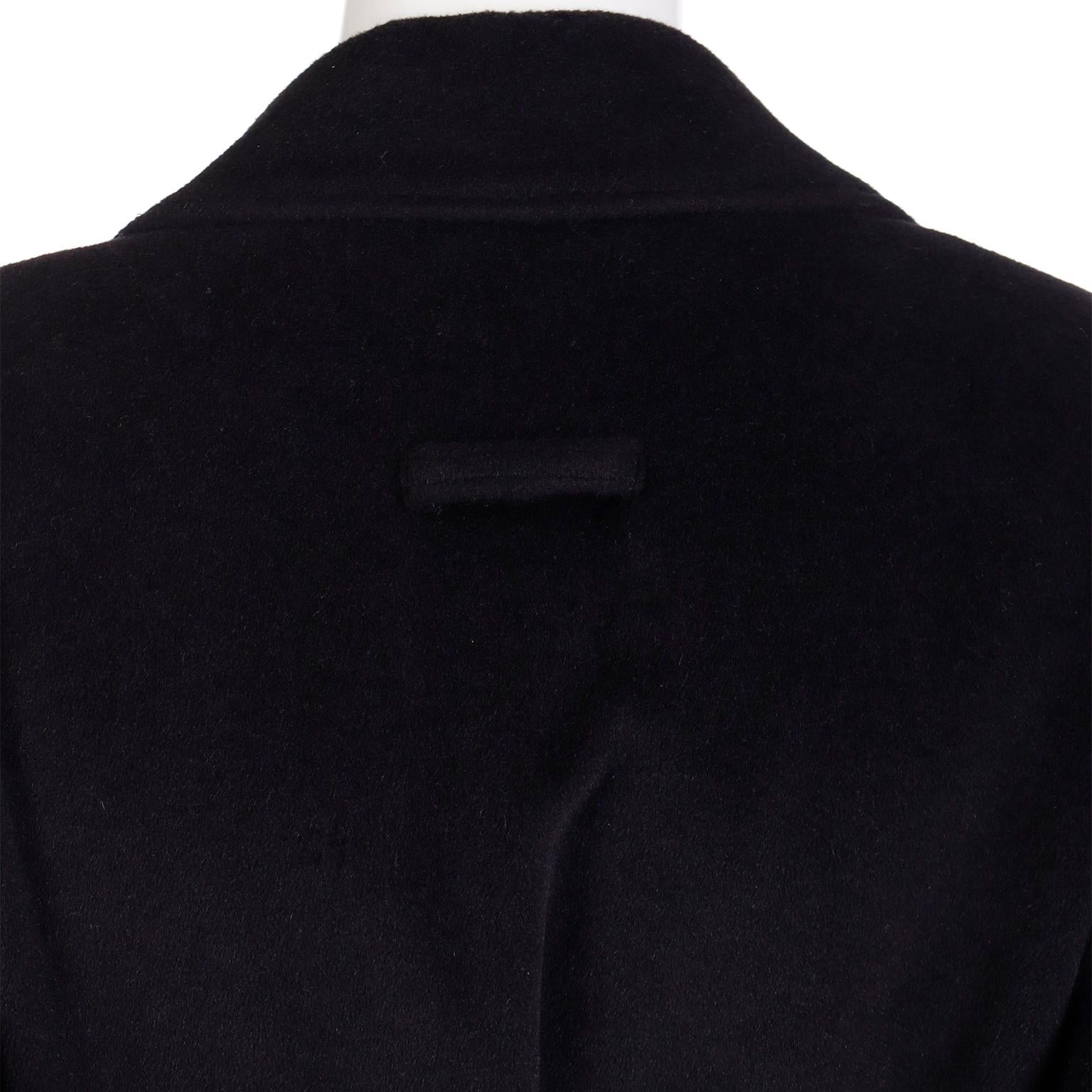 F/W 2000 Jean Paul Gaultier Black Angora Wool Coat with Belt & Signature LIning For Sale 4