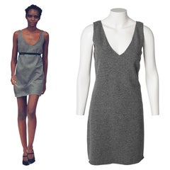 F/W 1997 Miu Miu Anthracite Fleece Wool Runway Dress IT42