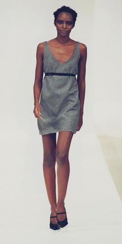 F/W 1997 Miu Miu Anthracite Fleece Wool Runway Dress