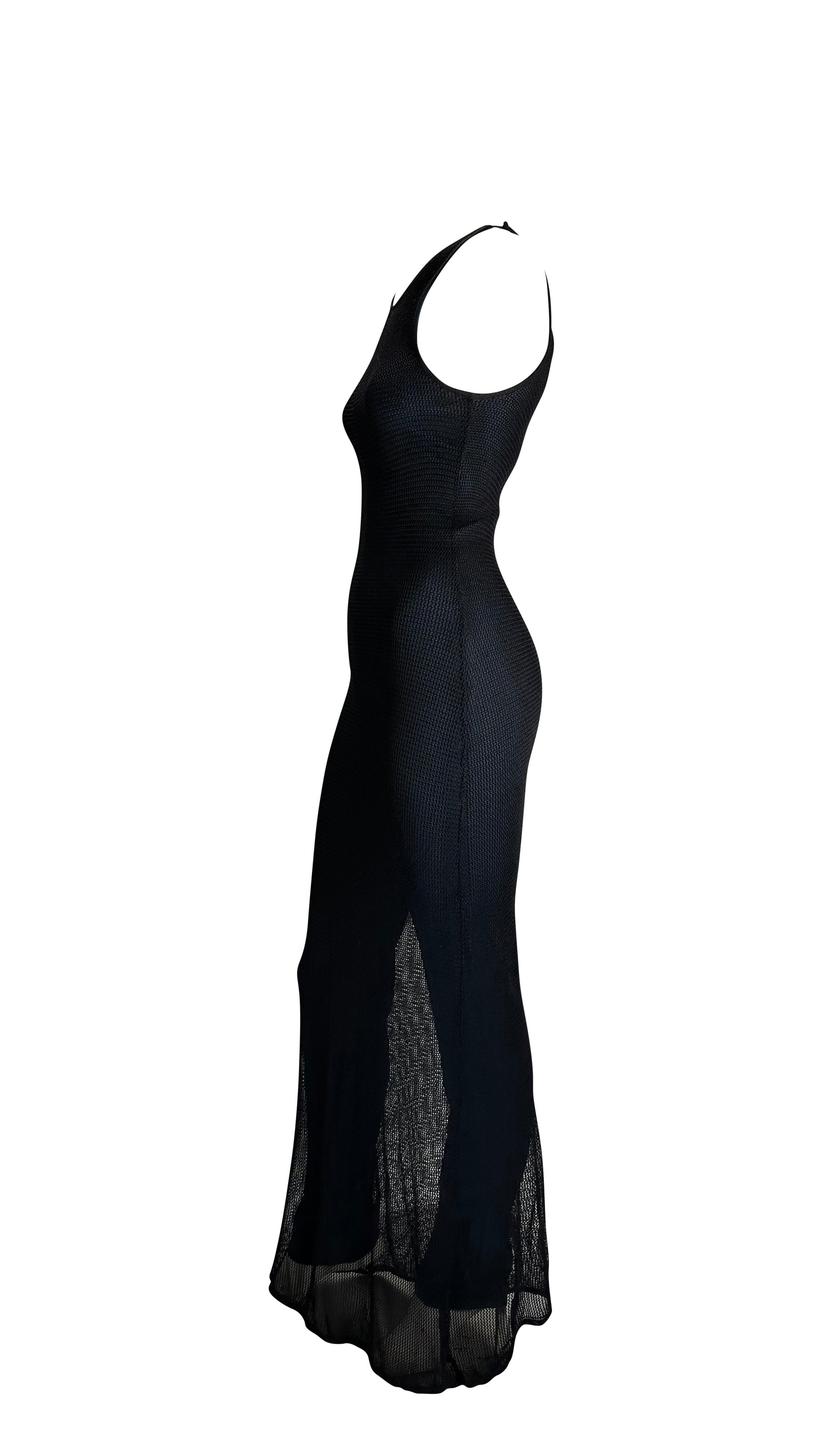 F/W 1997 Salvatore Ferragamo Laufsteg Durchsichtiger Strick-Catsuit Overlay Bodycon-Kleid im Angebot 1