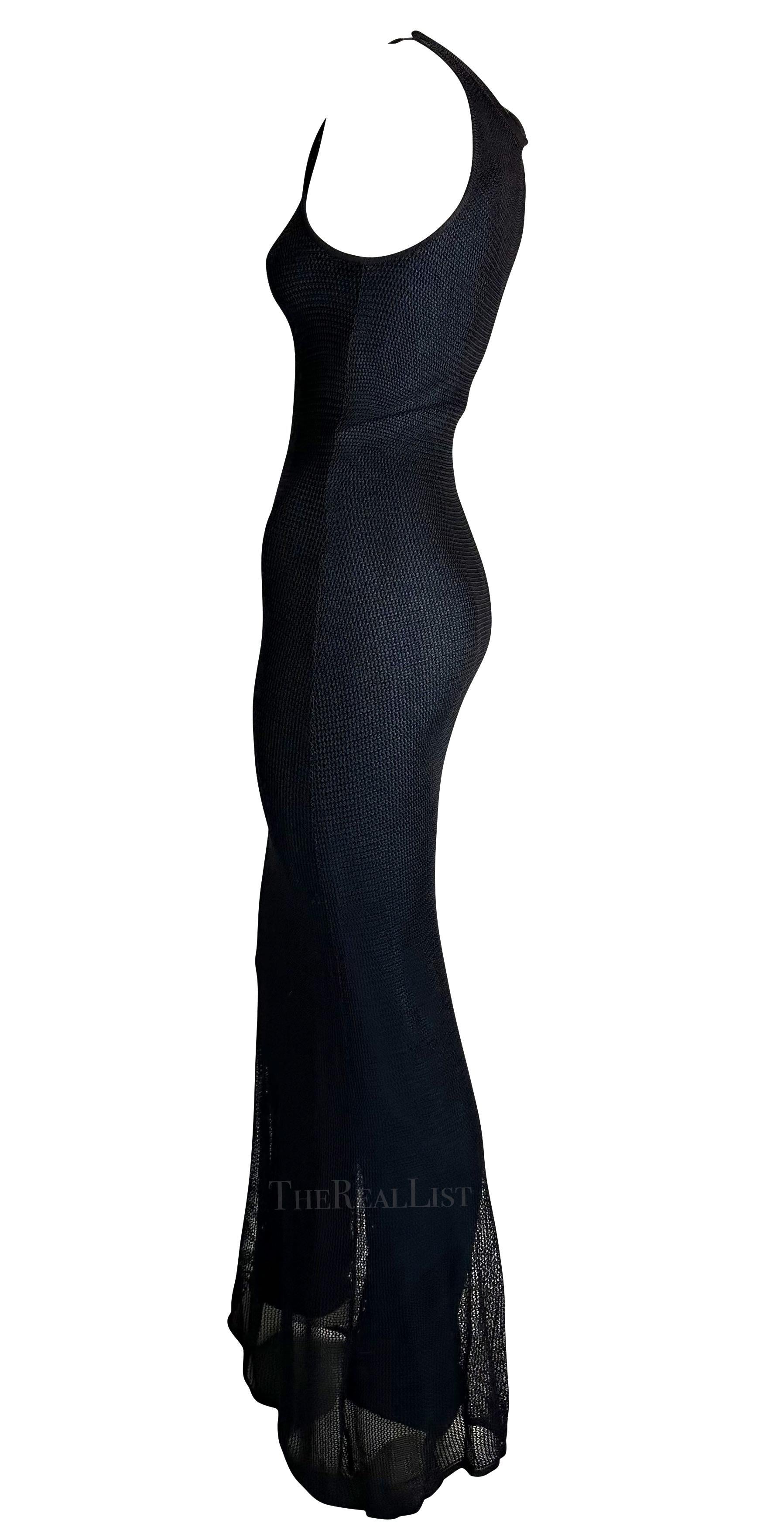 F/W 1997 Salvatore Ferragamo Runway Sheer Knit Catsuit Overlay Bodycon Gown For Sale 2