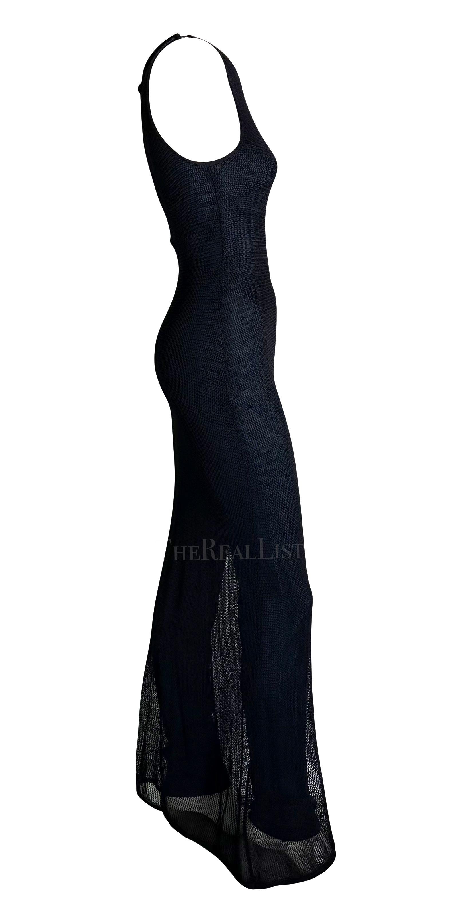 F/W 1997 Salvatore Ferragamo Runway Sheer Knit Catsuit Overlay Bodycon Gown For Sale 4