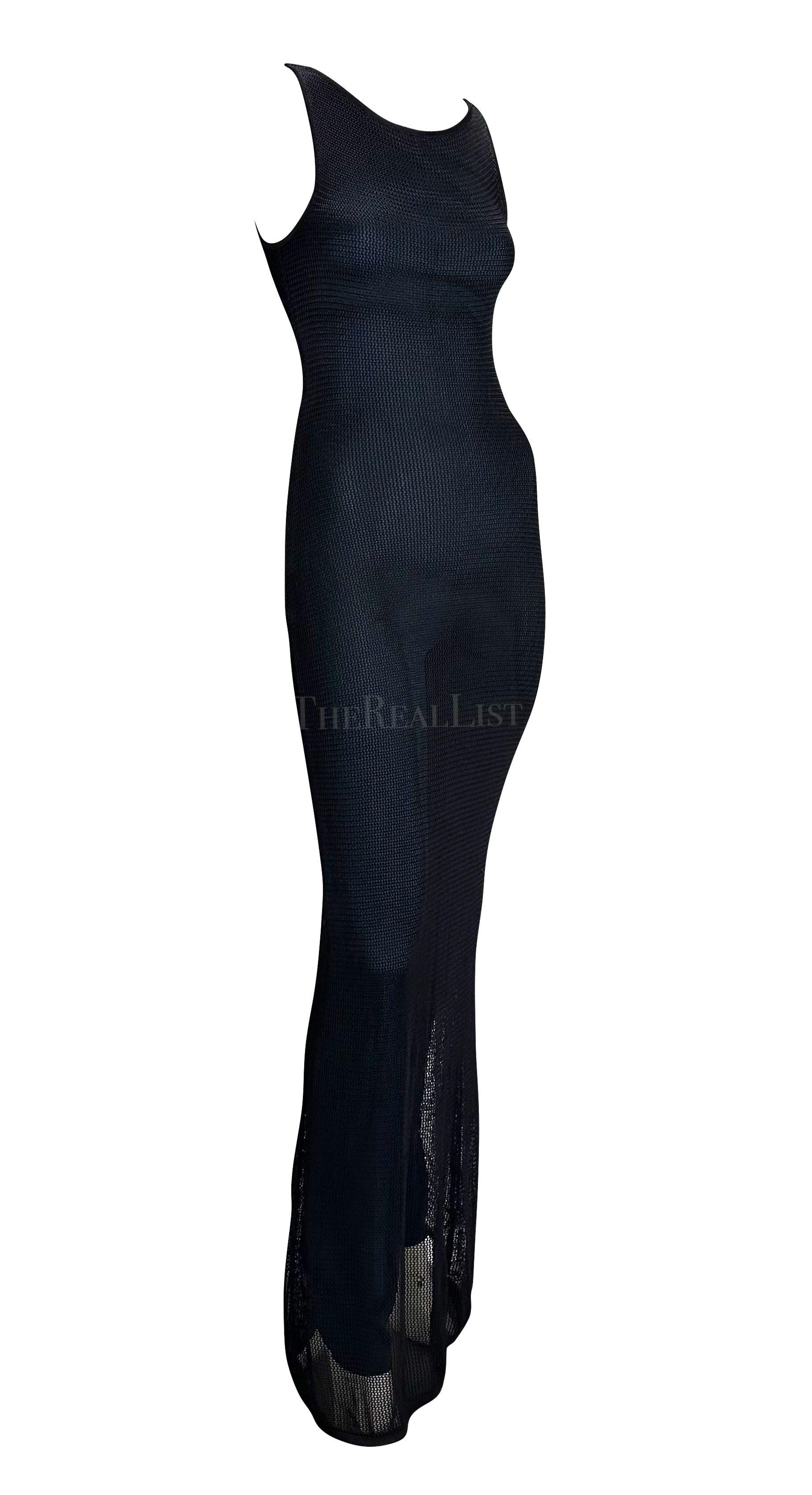 F/W 1997 Salvatore Ferragamo Runway Sheer Knit Catsuit Overlay Bodycon Gown For Sale 5