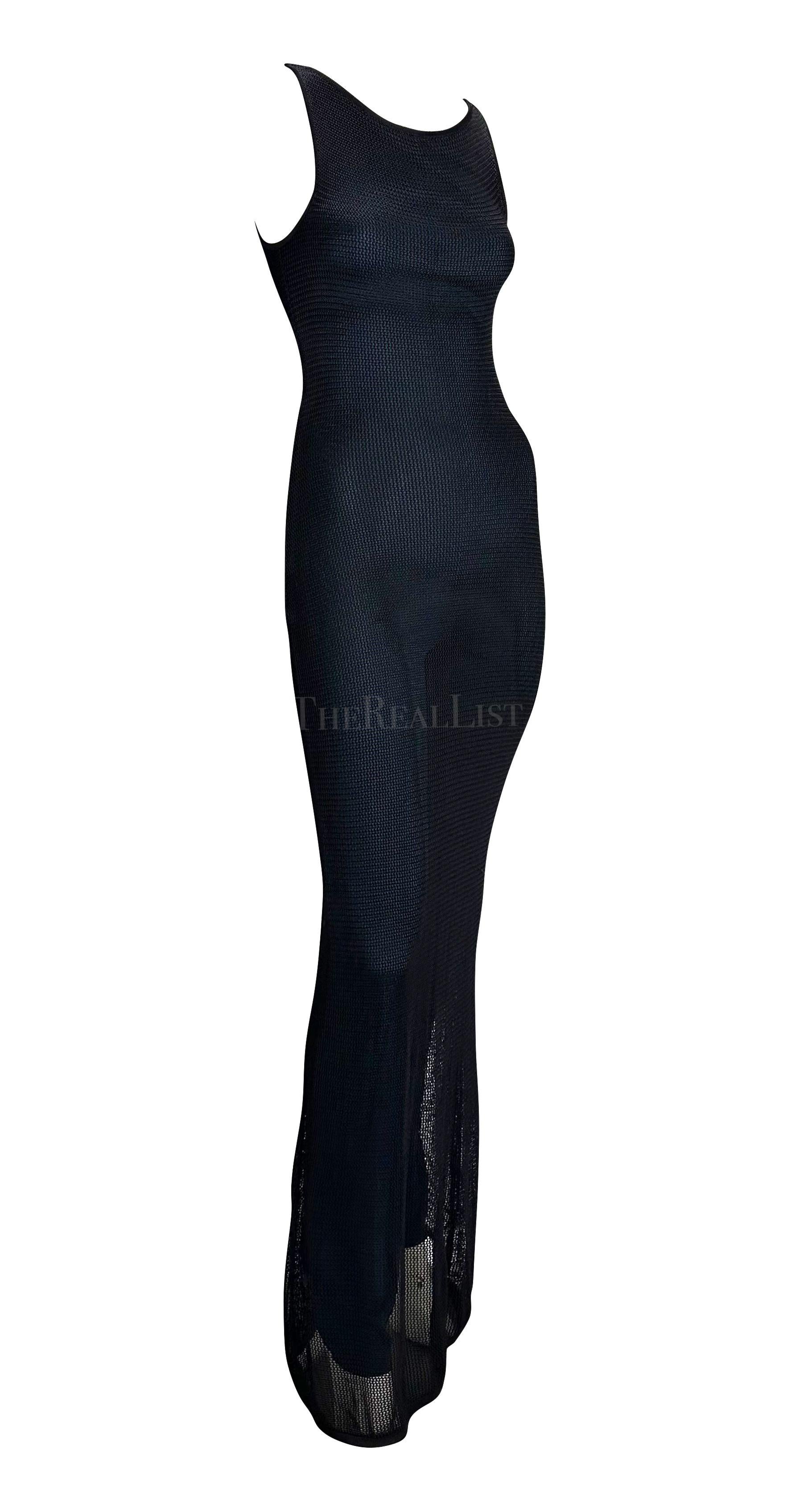F/W 1997 Salvatore Ferragamo Runway Sheer Knit Catsuit Overlay Bodycon Gown For Sale 4