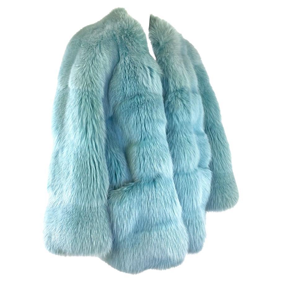 F/W 1997 Tom Ford by Gucci Runway Baby Blue Fox Fur Chubby Museum Coat  8
