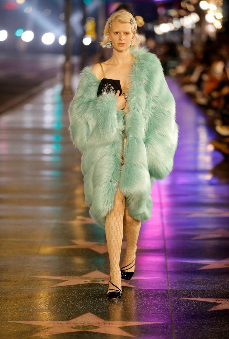 Gucci by Tom Ford aqua blue fox fur oversized coat, fw 1997 at 1stDibs