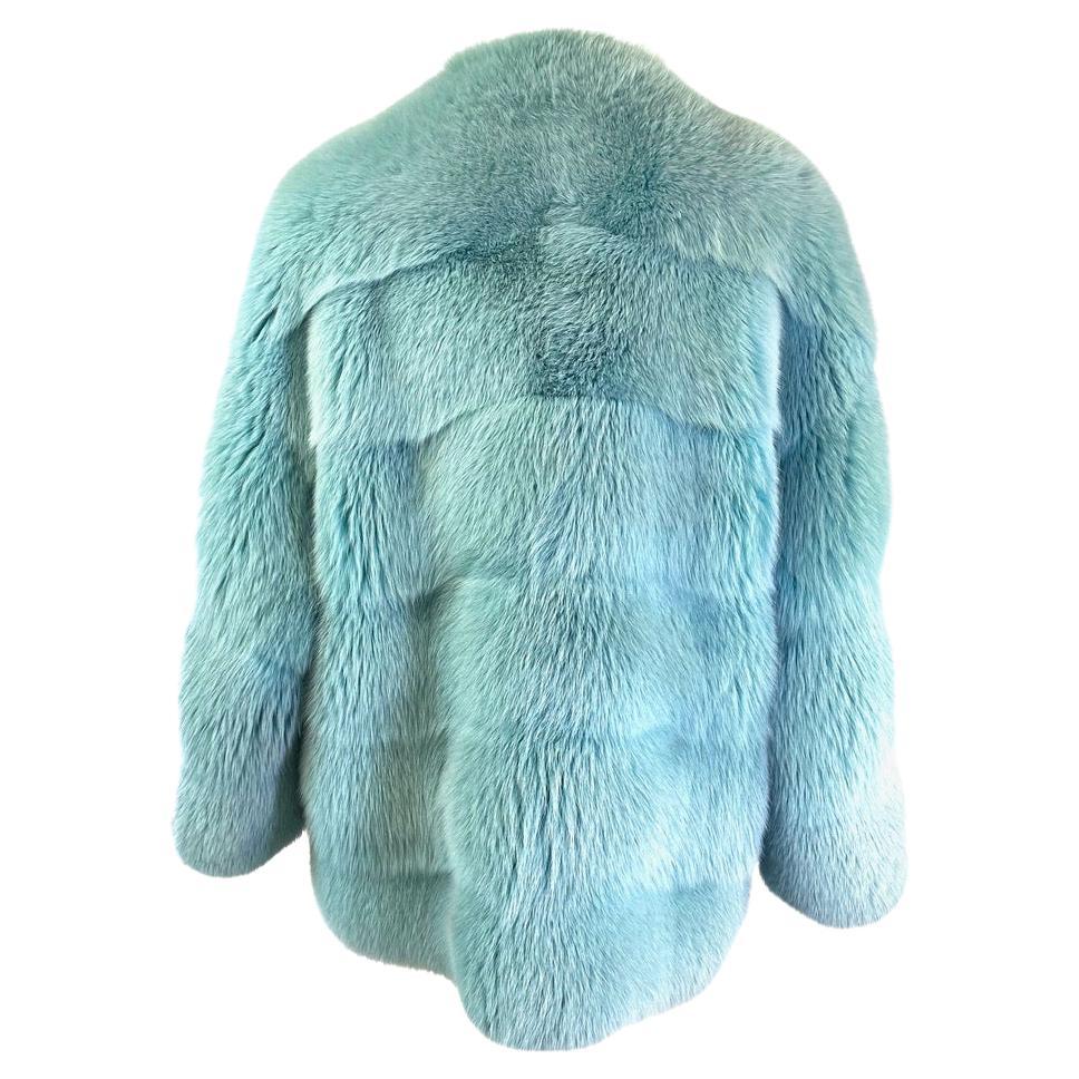 F/W 1997 Tom Ford by Gucci Runway Baby Blue Fox Fur Chubby Museum Coat  3