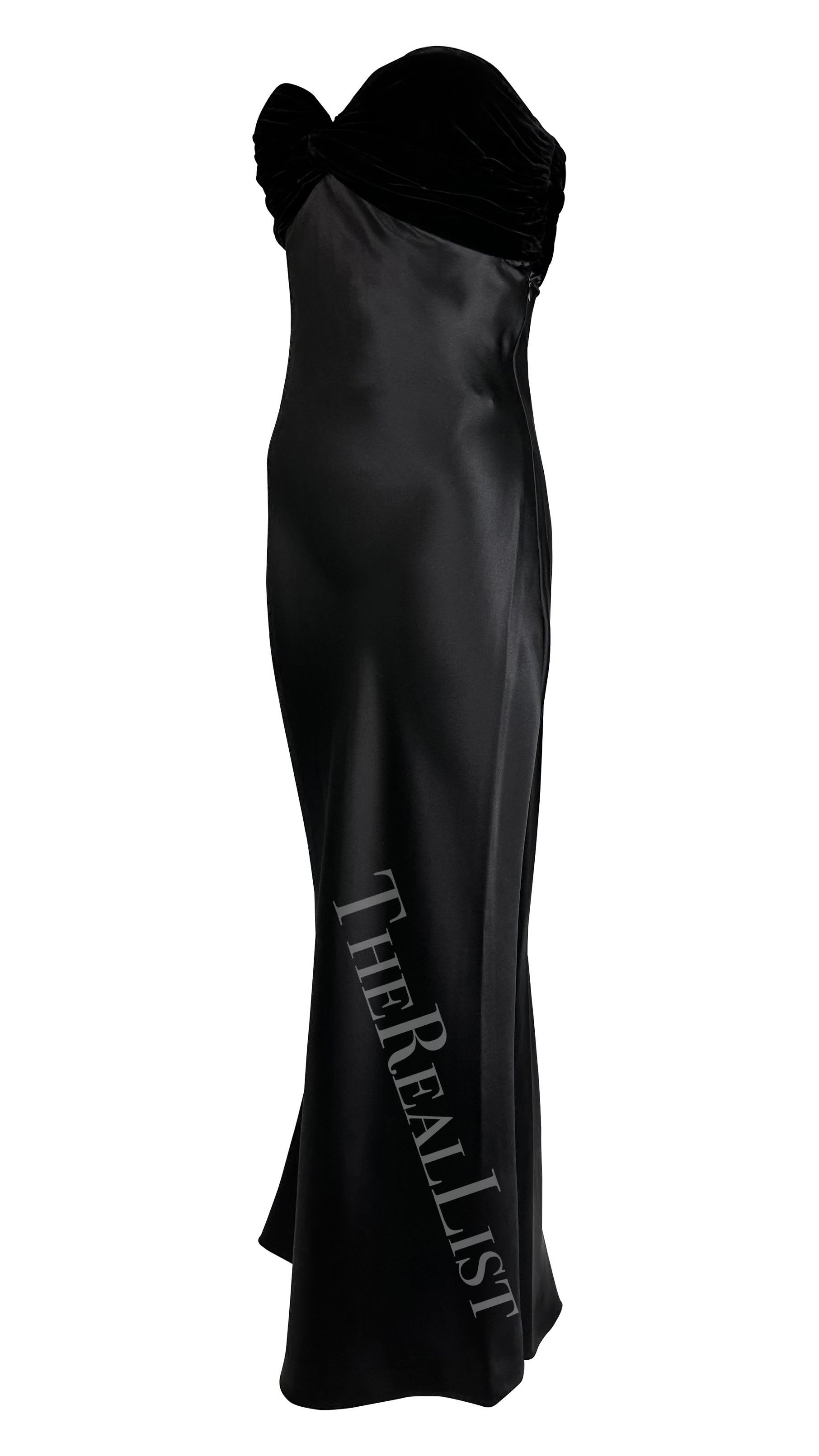 F/W 1997 Yves Saint Laurent Haute Couture Black Velvet Satin Strapless Gown 6