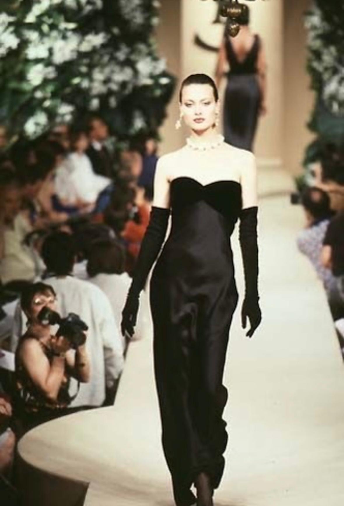 F/W 1997 Yves Saint Laurent Haute Couture Black Velvet Satin Strapless Gown In Excellent Condition In West Hollywood, CA