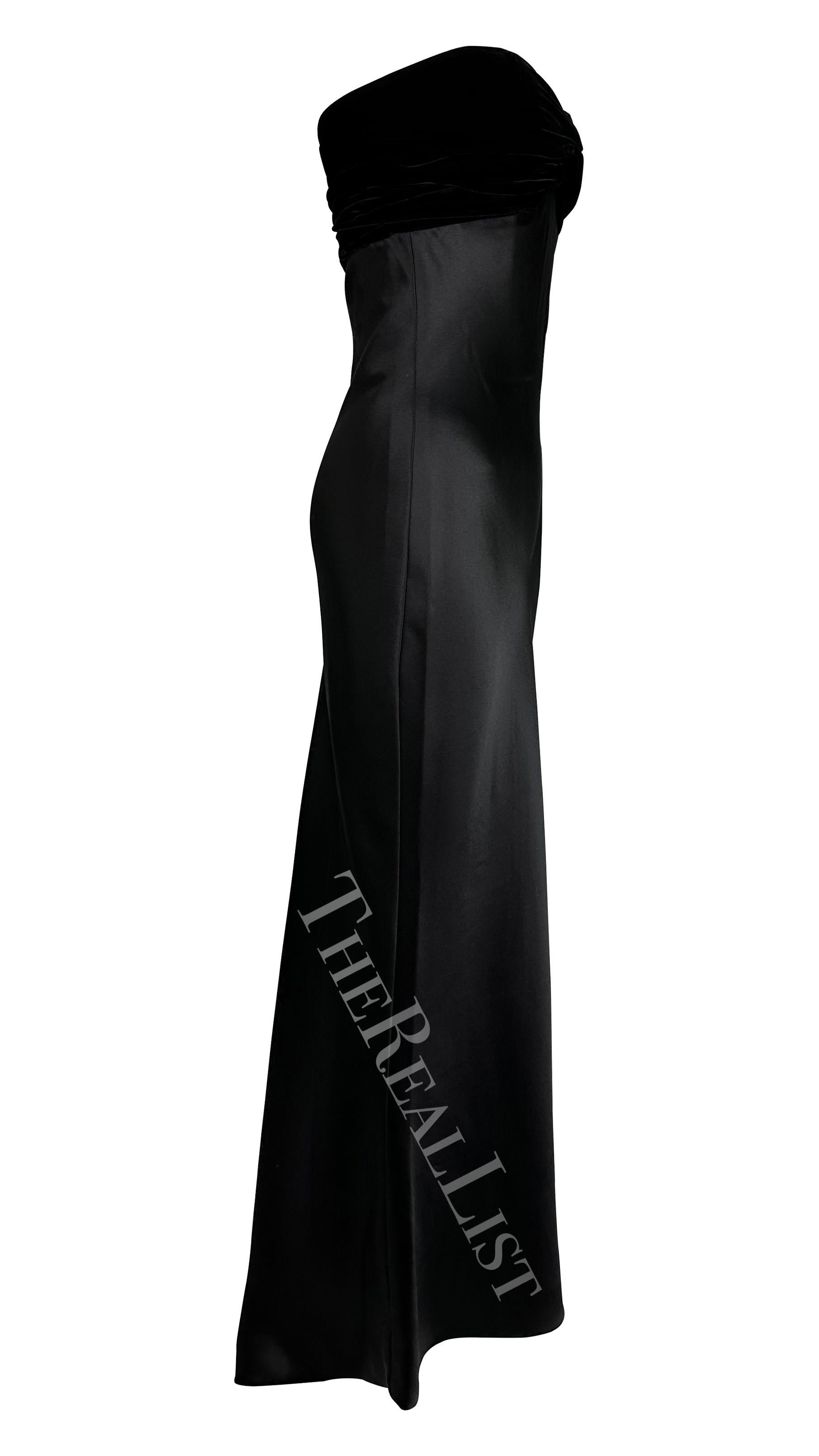 F/W 1997 Yves Saint Laurent Haute Couture Black Velvet Satin Strapless Gown 2