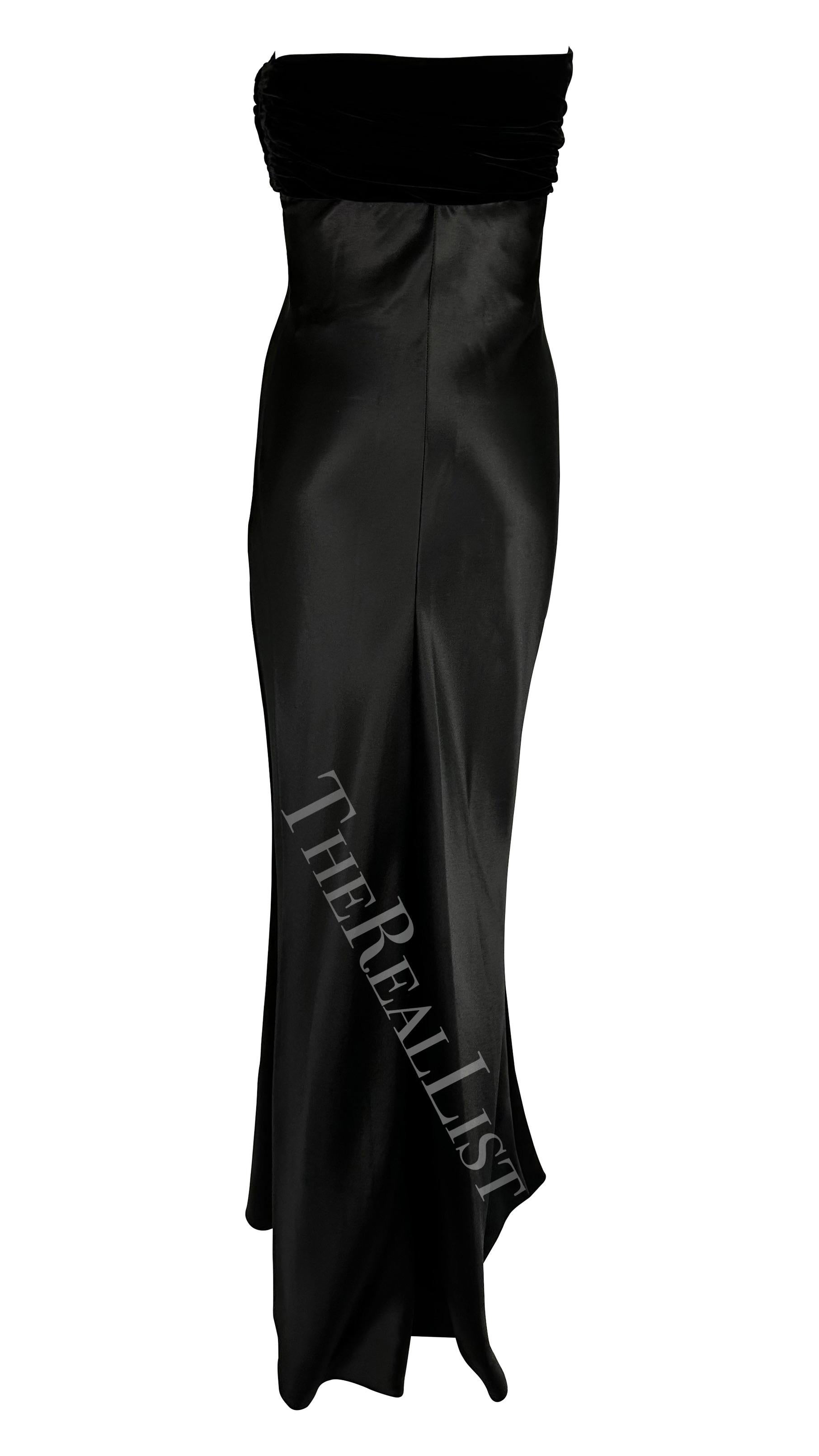 F/W 1997 Yves Saint Laurent Haute Couture Black Velvet Satin Strapless Gown 3
