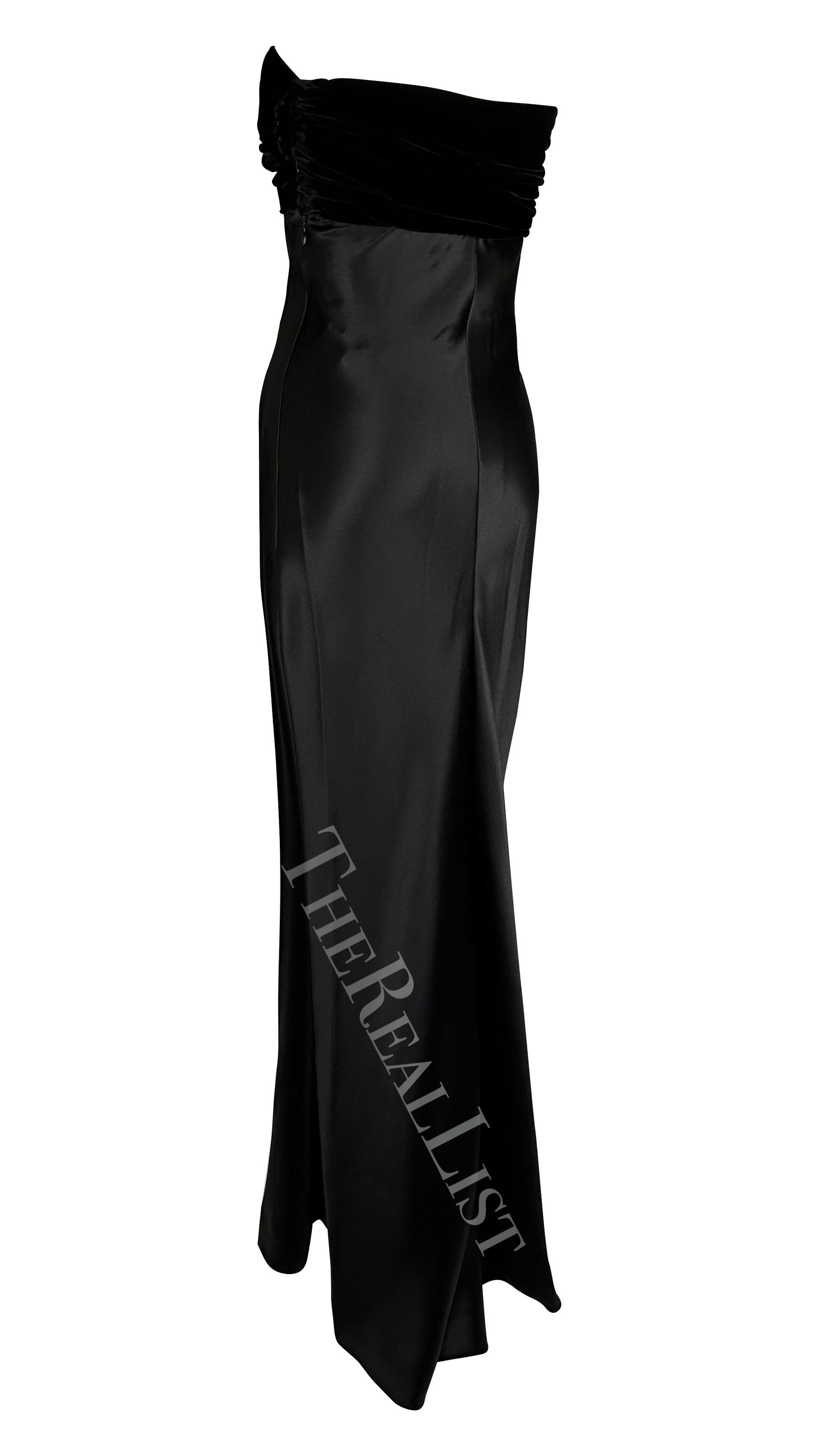 F/W 1997 Yves Saint Laurent Haute Couture Black Velvet Satin Strapless Gown 4