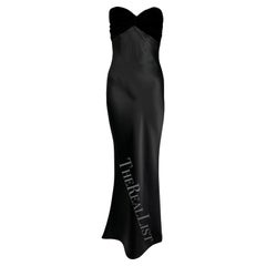 H/W 1997 Yves Saint Laurent Haute Couture trägerloses Kleid aus schwarzem Samt und Satin