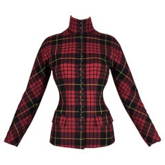 Vintage F/W 1998 Alexander McQueen "Joan" Runway Red Tartan Plaid Jacket