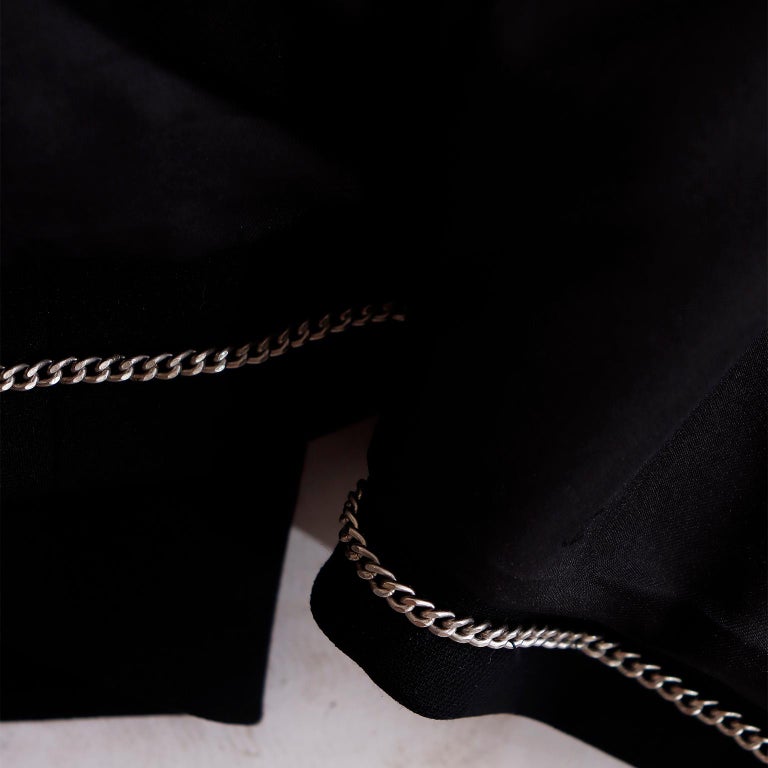 F/W 1998 Chanel Vintage Black Wool Blazer Jacket w CC Button & Silk CC Lining For Sale 5