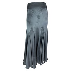 F/W 1998 Chloé by Stella McCartney Runway Grey Blue Silk Satin Maxi Skirt