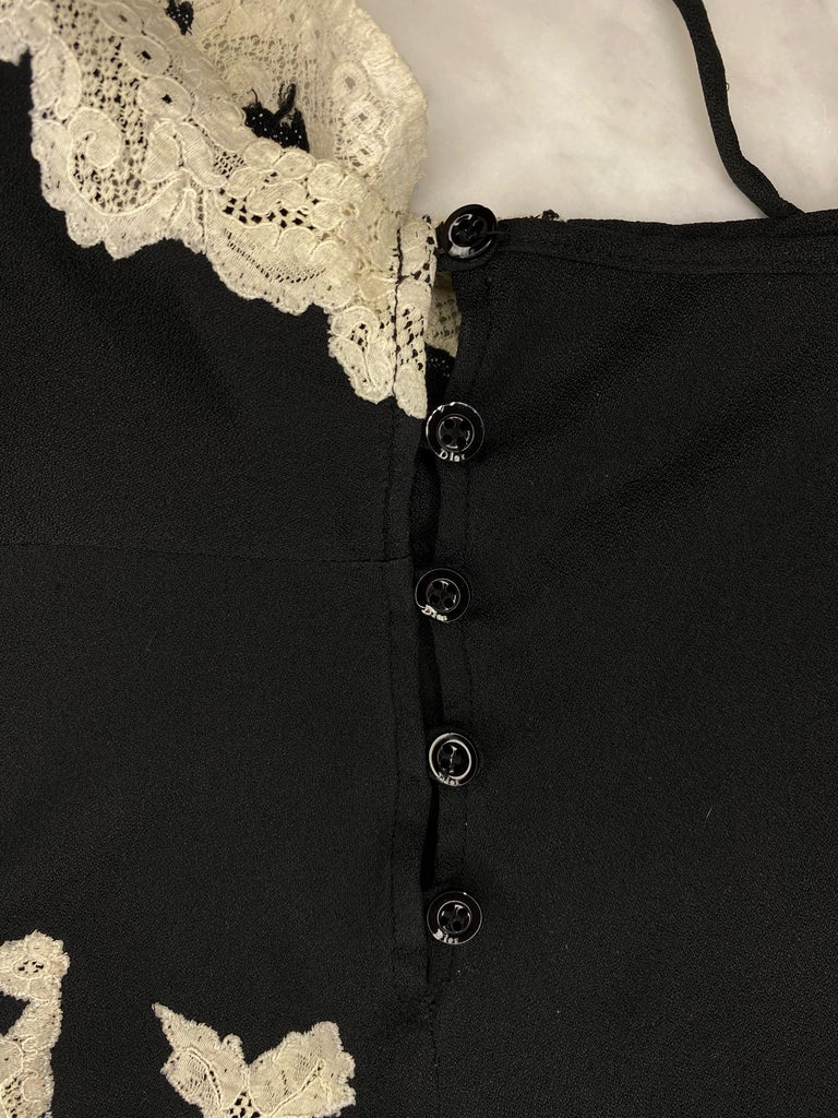 F/W 1998 Christian Dior by John Galliano Black Silk Lace Trim Camisole Blouse For Sale 6