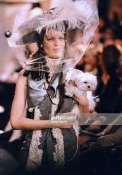 F/W 1998 Christian Dior by John Galliano Black Silk Lace Trim Camisole Blouse