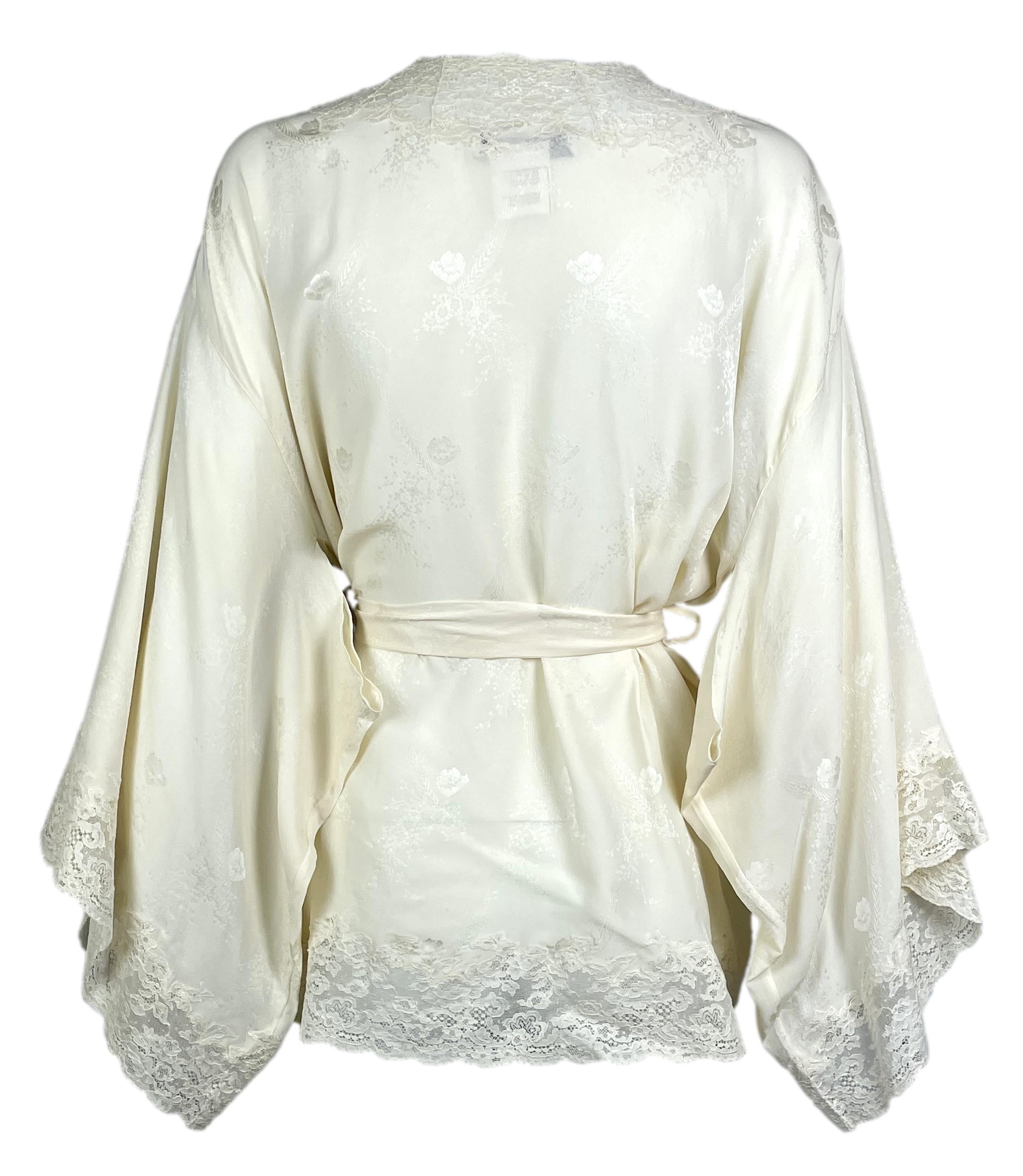 F/W 1998 Christian Dior by John Galliano Ivory Silk Kimono Jacket Top In Good Condition In Yukon, OK