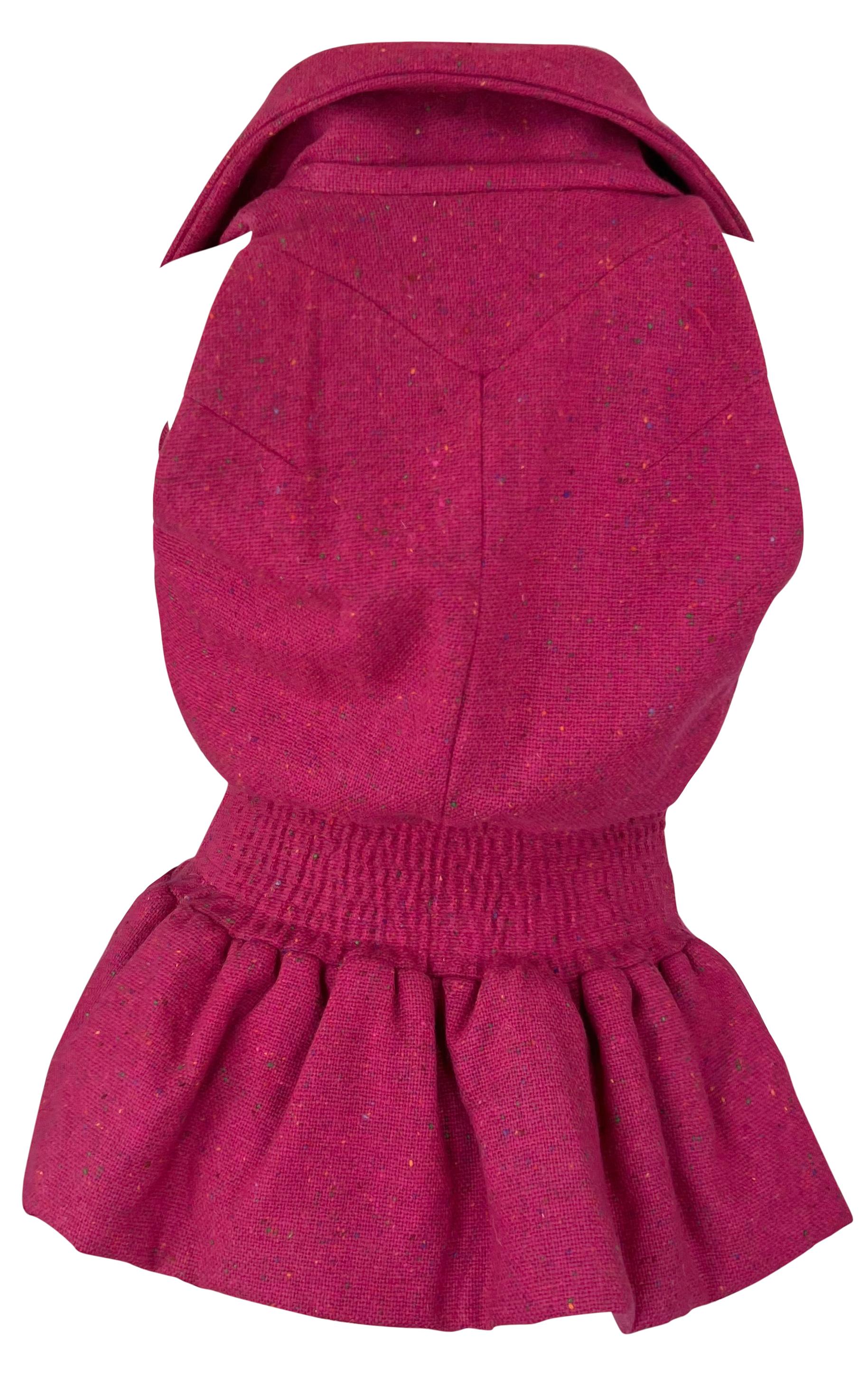 F/W 1998 Christian Dior by John Galliano Pink Tweed Cinched Gilet Jacket For Sale 4