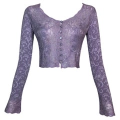 Vintage F/W 1998 Christian Dior John Galliano Lavender Purple Lace Crop Top