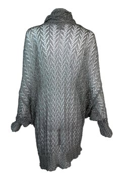F/W 1998 Christian Dior John Galliano Sheer Silver Knit Baggy Sweater Mini Dress