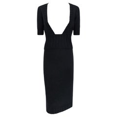 F/W 1998 Dolce 
Gabbana Backless Virgin Wool Black Cropped Top Skirt Set