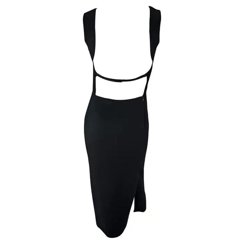 H/W 1998 Dolce & Gabbana Schwarzes ärmelloses rückenfreies Laufstegkleid