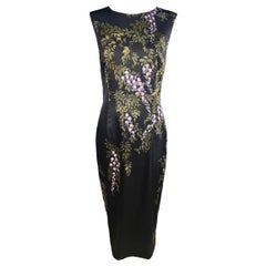 F/W 1998 Dolce & Gabbana Floral Hand Painted Silk Dress Runway