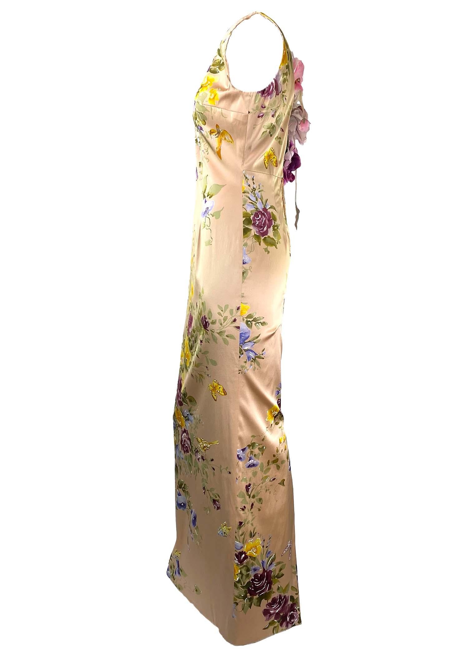 F/W 1998 Dolce & Gabbana Painted Floral Applique Dress Runway 1