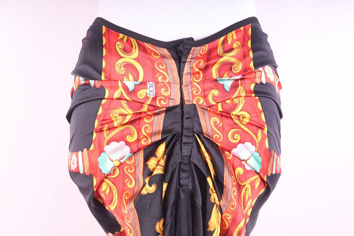 F/W 1998 Dolce & Gabbana Printed Silk Maxi Skirt Vintage 1990s For Sale 5