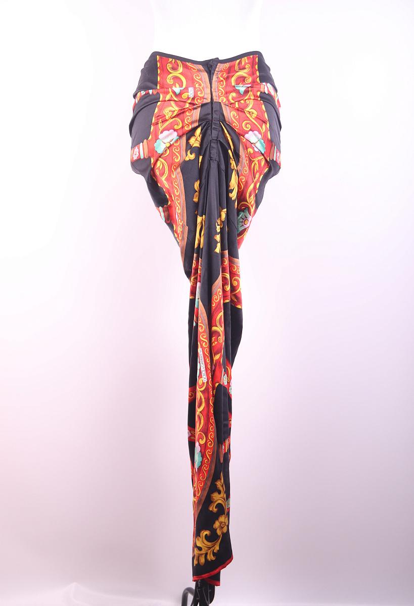 F/W 1998 Dolce & Gabbana Printed Silk Maxi Skirt Vintage 1990s For Sale 7