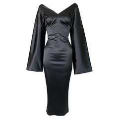 F/W 1998 Dolce & Gabbana Runway Japanese Kimono Sleeve Black Stretch Dress