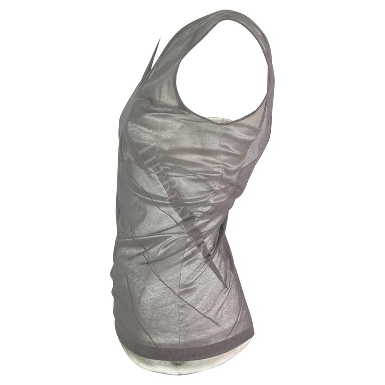 F/W 1998 Dolce and Gabbana Silver Metallic Mesh Stretch Tank Top For Sale  at 1stDibs