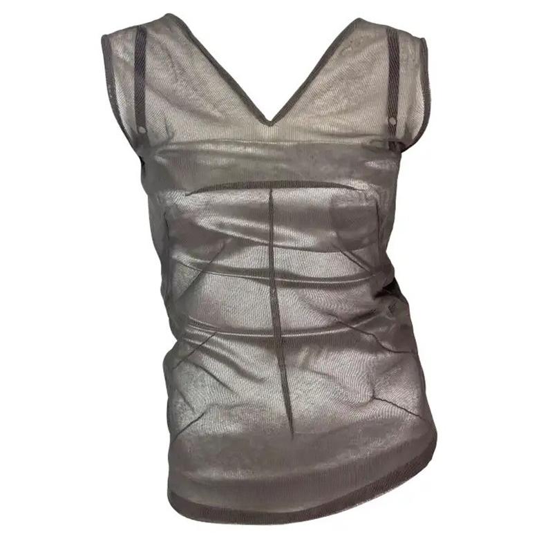 F/W 1998 Dolce & Gabbana Silver Metallic Mesh Stretch Tank Top