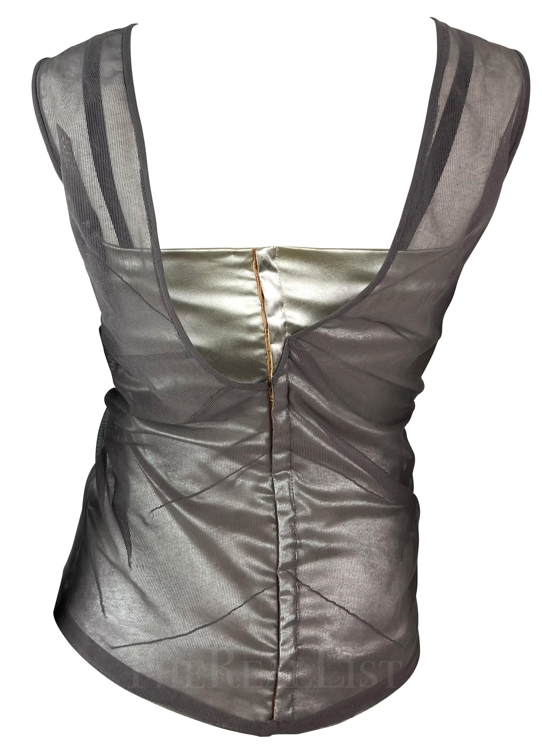 Argento A/I 1998 Dolce & Gabbana Canotta Stretch a rete metallica argento in vendita