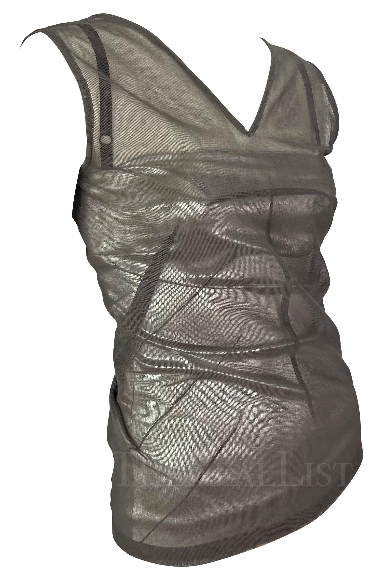 A/I 1998 Dolce & Gabbana Canotta Stretch a rete metallica argento In condizioni buone in vendita a West Hollywood, CA