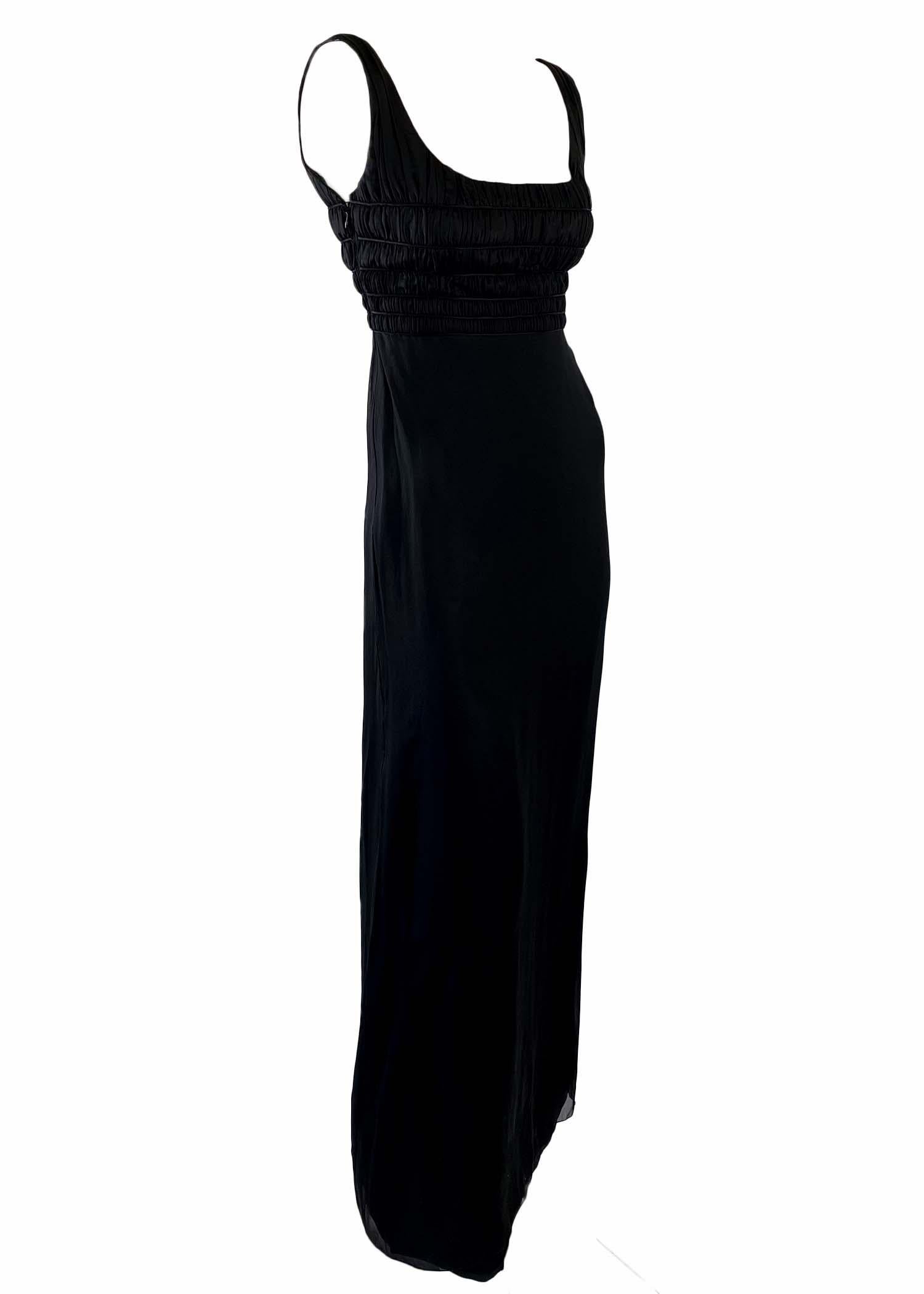 F/W 1998 Gianni Versace by Donatella Black Rhinestone Side Slit Medusa Hook Gown In Good Condition For Sale In West Hollywood, CA