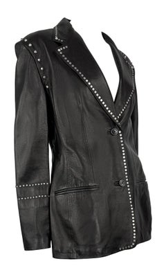 F/W 1998 Gianni Versace by Donatella Mens Runway Studded Leather Blazer Jacket